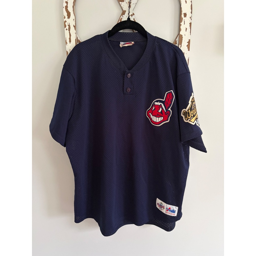 1995 Cleveland Indians MLB World Series Majestic Diamond Collection Jersey XL